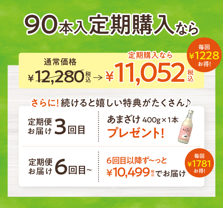 生あまざけ定期購入 家族コース【90本入 (30本入×3袋)】｜日本酒・地酒